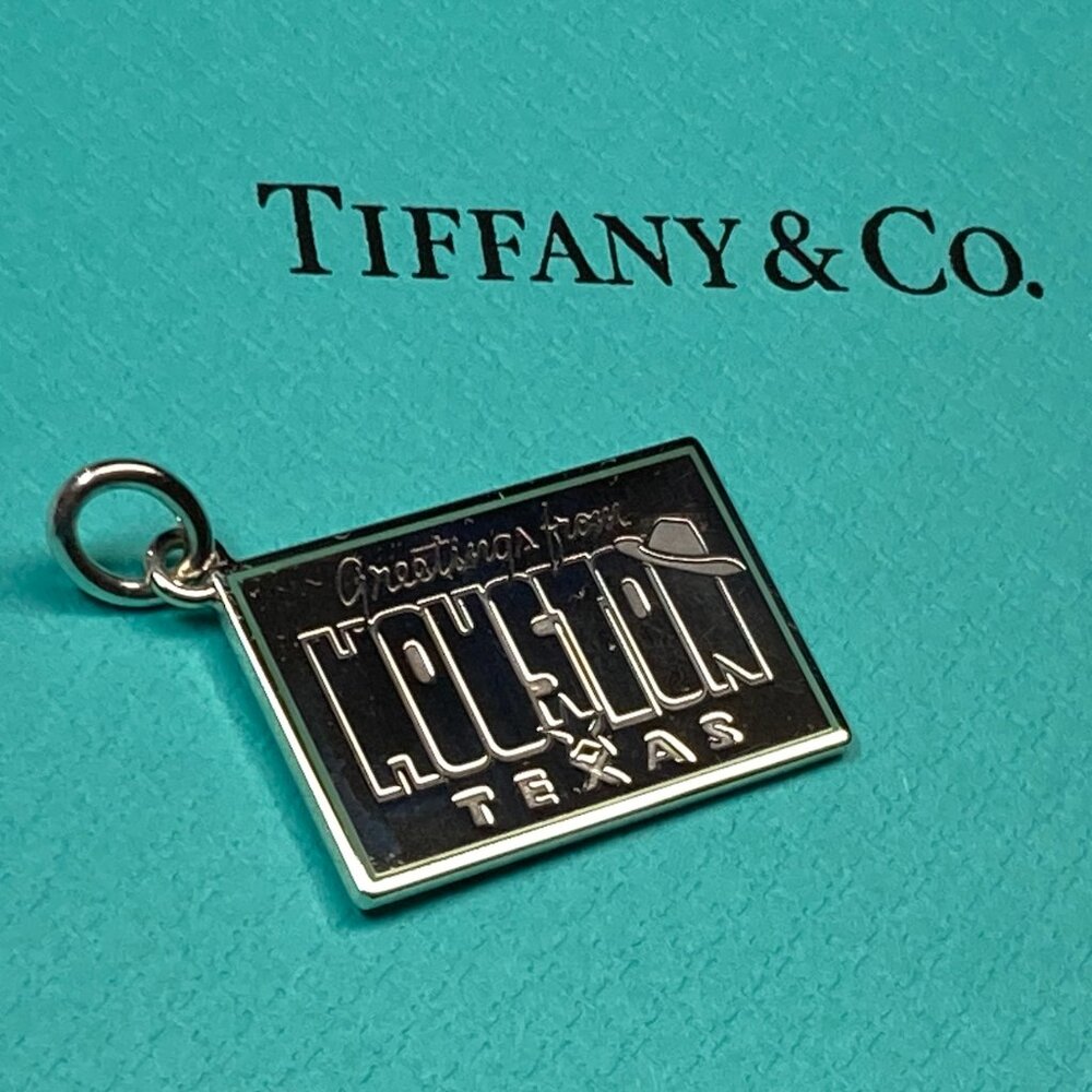 Tiffany & Co. HOUSTON City Postcard Sterling Silver Blue Enamel Trim Charm 🤠
